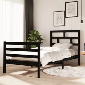 Cadru de pat ,negru, 90x200 cm, lemn masiv de pin Negru, 90 x 200 cm