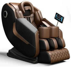 Fotoliu de Masaj GAIUS ULTRA PREMIUM – Tehnologie, Relaxare și Eleganță - AI Voice, Incalzire, Zero Gravity, difuzoare Bluetooth, Maro