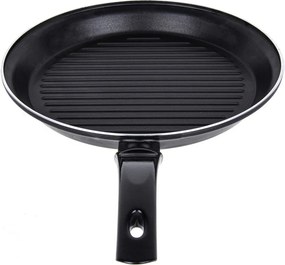 Tigaie grill ZILAN ZLN2126 - 28cm, aluminiu, interior PTFE/teflon, maner ebonita, neagra