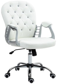 Vinsetto Scaun de birou, Ergonomic Scaun de birou cu braț, Spătar căptușit Alb | Aosom Romania