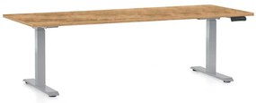 Masă înălțime reglabilă OfficeTech D, 200 x 80 cm, picioare gri, stejar auriu
