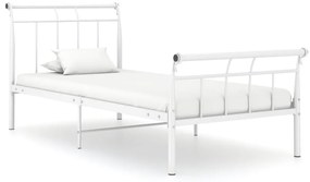 vidaXL Cadru de pat, alb, 100x200 cm, metal