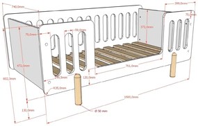 Set mobilier pentru copii mici SMILE, alb, pat 70 x 140 cm cu balustradă de protecție și dulap cu baretă pentru haine și 3 sertare – Vipack