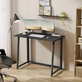 Set pentru birou – birou pliabil ZARIMO 80×40 cm negru + scaun de birou AVOLA VELVET gri