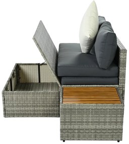 Set rattan de grădină DEBRA, gri/natural/crem