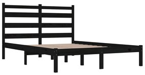 Cadru de pat, negru, 140x190 cm, lemn masiv de pin Negru, 140 x 200 cm