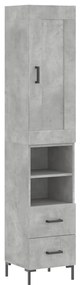 3200261 vidaXL Dulap înalt, gri beton, 34,5x34x180 cm, lemn prelucrat