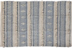 Covor din bumbac țesut manual, albastru și alb, 120 x 180 cm, 1600 gr, „Cotton Carpet Blue"