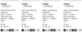 Stalp LED din ciment alb pentru exterior IP65 Tura H-55cm