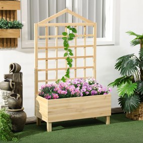 Outsunny Ghiveci din Lemn cu Grilaj pentru Plante Cățărătoare, Ideal pentru Legume și Flori, 90x43x150 cm, Design Natural | Aosom Romania