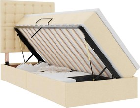 vidaXL Pat cu saltea și LED cu saltea Creme 90 x 200 cm Poliester