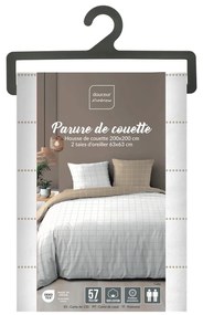 Lenjerie de pat albă-bej din bumbac pentru pat dublu 200x200 cm Cadria – douceur d'intérieur