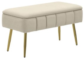 Bancheta cu spatiu depozitare Velvet Beige Golden 80 x 38 x 42 cm