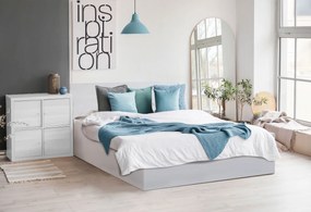 Pat dublu Culoare alb, SOFIA 160 x 200 cm Saltele: Cu saltele Deluxe 10 cm, Somiera pat: Cu lamele drepte