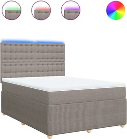 vidaXL Pat box spring cu saltea, gri taupe, 140x200 cm, textil