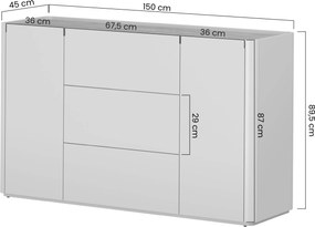 Comodă cu sertare Elivo 150 cm - eucalipt / stejar baltic dune