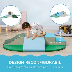 HOMCOM Set Construcții Moi pentru Copii 1-3 Ani cu 6 Piese, 150x100x24 cm, Multicolor | Aosom Romania