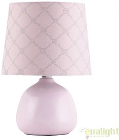 Veioza, lampa de masa, finisaj roz, diametru 18cm, Ellie 4384 RX