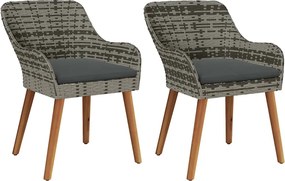 vidaXL Scaun pentru Grădină 2 pcs Gri 62.5 x 55 x 82 cm poliratan