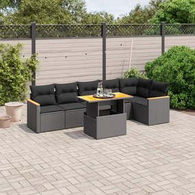 3273085 vidaXL Set canapele de grădină cu perne, 7 piese, negru, poliratan