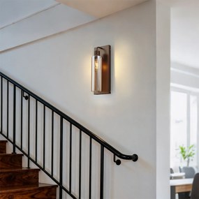 Lampă de perete Hotel Chic bronz închis cu sticlă ambră - Stavelot