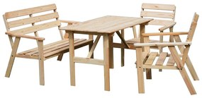 Set de dining pentru grădină din lemn de pin pentru 4 persoane Nordic - Rojaplast