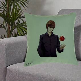 Perna Personalizata Death Note Light Yagami cu Mar, 40x40 cm, Verde, Husa Detasabila, Perna Inclusa, BEKZ®