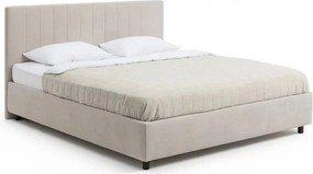 Pat matrimonial bej tapițat cu spațiu de depozitare cu somieră 180x200 cm Myra Slim Line – Bonami Selection