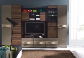 Biblioteca living Obsession, culoare Maro / Cappuccino, 300 x 198 x 52 cm