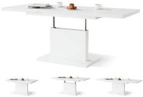 Mazzoni ORION Alb Mat - MĂSUȚĂ DE CAFEA EXTENSIBILĂ MODERNĂ