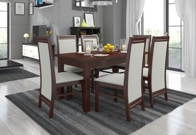 Set de masa extensibila si 6 scaune tapitate, RODOS 7, ADRK Furniture (Culoare: Stejar)