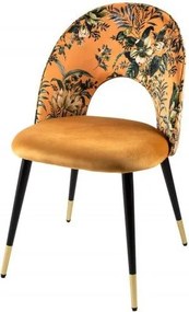 Set de 2 scaune moderne tapitate cu model floral Boutique galben
