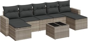 vidaXL Set mobilier de grădină cu perne, 8 piese gri deschis poliratan