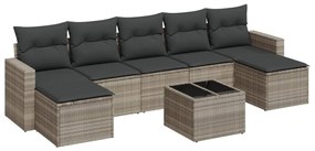 3251689 vidaXL Set mobilier de grădină cu perne, 8 piese gri deschis poliratan