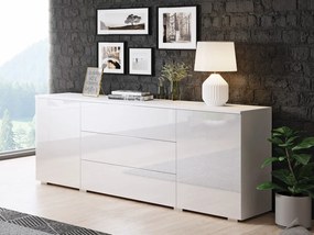 Comodă cu sertare Nova -150 (Alb + Alb lucios). Promo -17%. 1060063