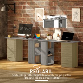 HOMCOM Birou modern cu 3 Sertare si Rafturi in Lemn Alb 120x49x72cm | Aosom Romania