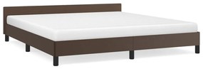 347516 vidaXL Cadru de pat cu tăblie, maro, 180x200 cm, piele ecologică