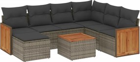 vidaXL Set canapele de grădină cu perne, 8 piese, gri, poliratan