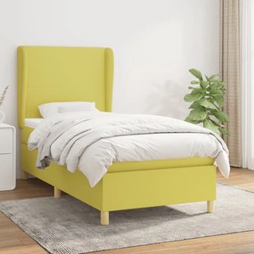 Pat box spring cu saltea, verde, 100x200 cm, textil Verde, 100 x 200 cm, Design simplu