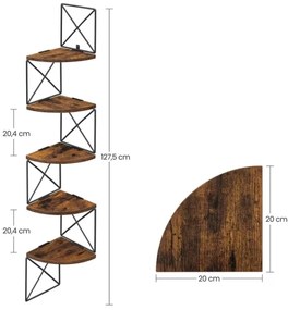Poliță de colț pentru perete SNAKE maro/negru