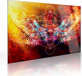 Tablou pe sticlă - Merkaba cu aripi, abstracție (70x50 cm)