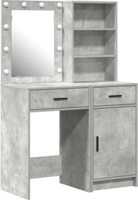 vidaXL Set masă de toaletă cu LED 2 pcs Gri din beton Lemn compozit