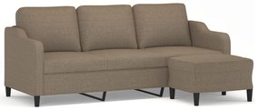 3153518 vidaXL Canapea cu 3 locuri și taburet, taupe, 180 cm, material textil