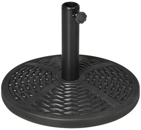 Outsunny Baza de umbrela de gradina  rotunda cu efect de ratan ø45cm, baza cu greutate de 9,5 kg, negru | AOSOM RO