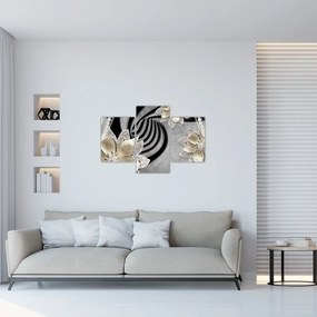 Tablou - 3D Flori aurii (90x60 cm)