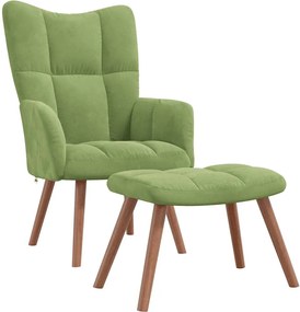 vidaXL Scaun de relaxare cu taburet, verde deschis, catifea