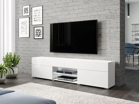 Masă TV/ Dulap Primrose (Alb + Alb lucios) (iluminat LED Alb). 1060161