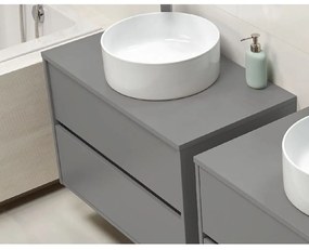 Dulap baie suspendat Cersanit Crea 100 cm pentru lavoar pe blat, gri Gri, 1000x450 mm