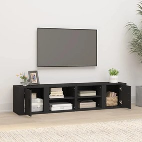 Comode TV, 2 buc., negru, 80x31,5x36 cm, lemn prelucrat 2, Negru
