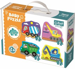 Puzzle Trefl Baby Mașini pe șantier, 4 în 1 3, 4,5, 6 piese